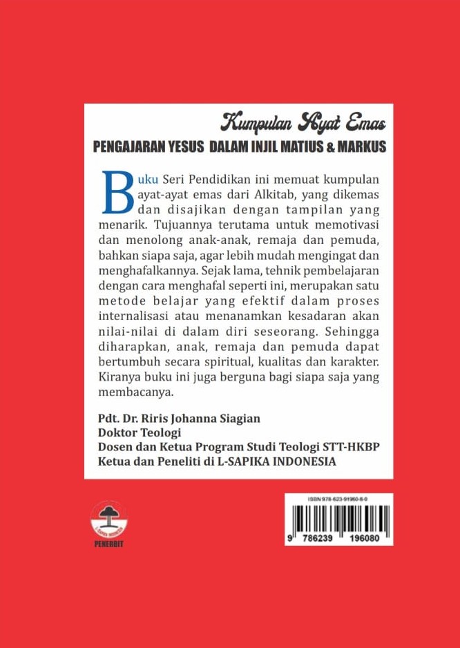 Cover Belakang - Kumpulan Ayat Emas Pengajaran Yesus Dalam Injil Matius & Markus